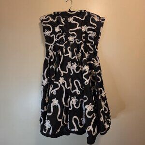 Handmade Black / White Detail & Boned Strapless Dress